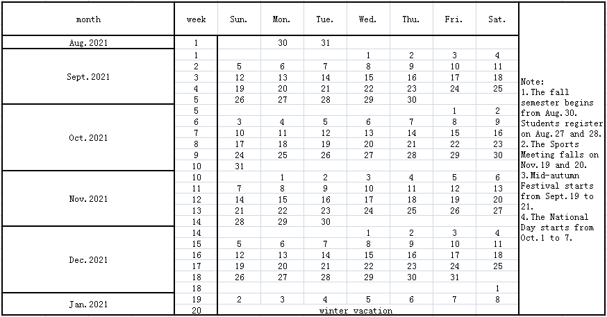 Academic Calendar